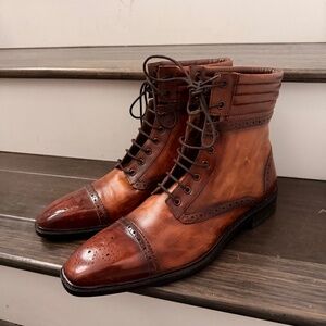 Giorgio Brutini Gramercy Wing Tip Burnished Leather Dress Shoe Boots Sz 10.5 Giorgio Brutini Wing Tip Men Leather Brown Dress Shoes Size  main image 3